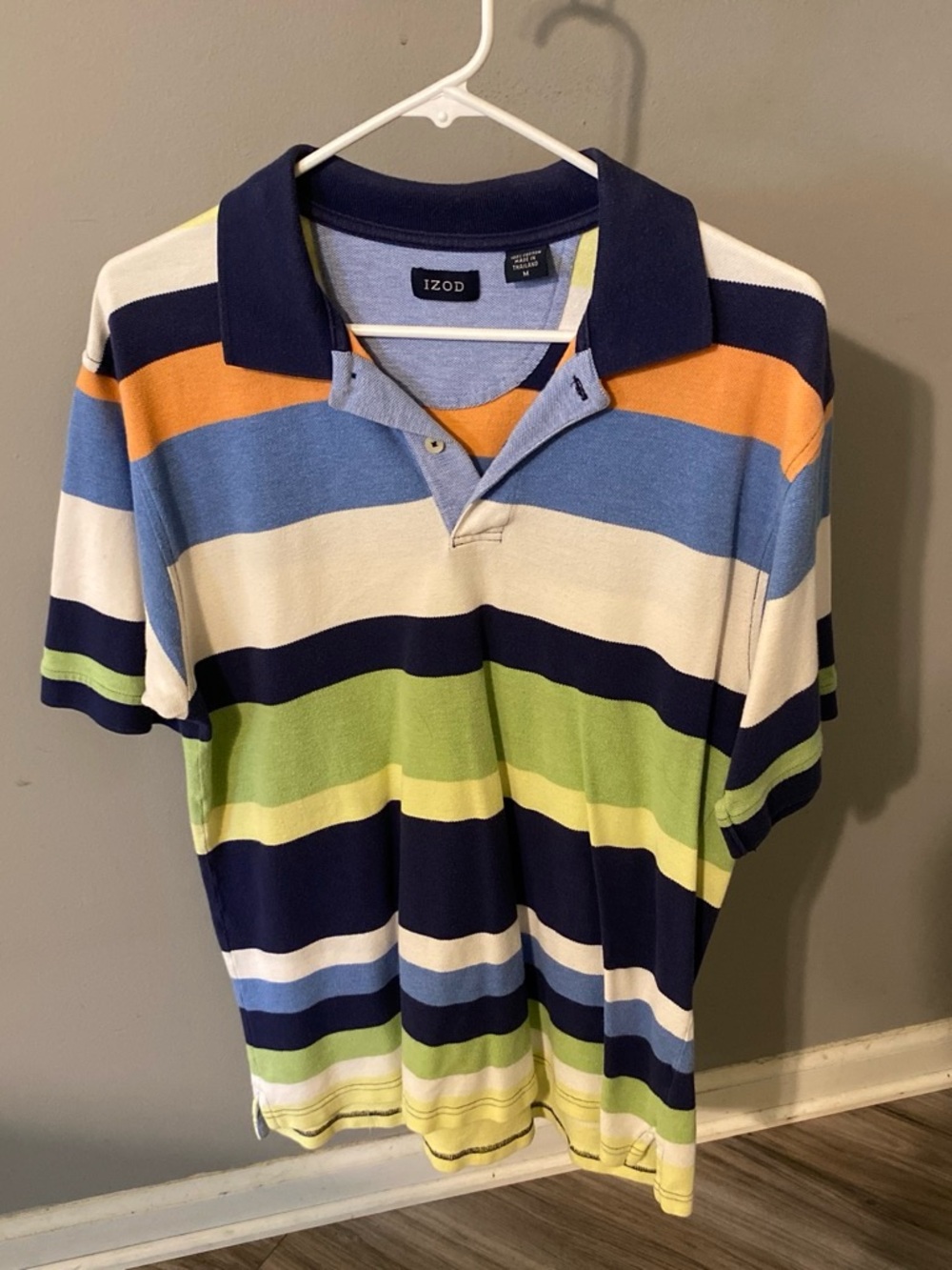 Izod Navy, Light Blue & Green Multicolor Striped Polo